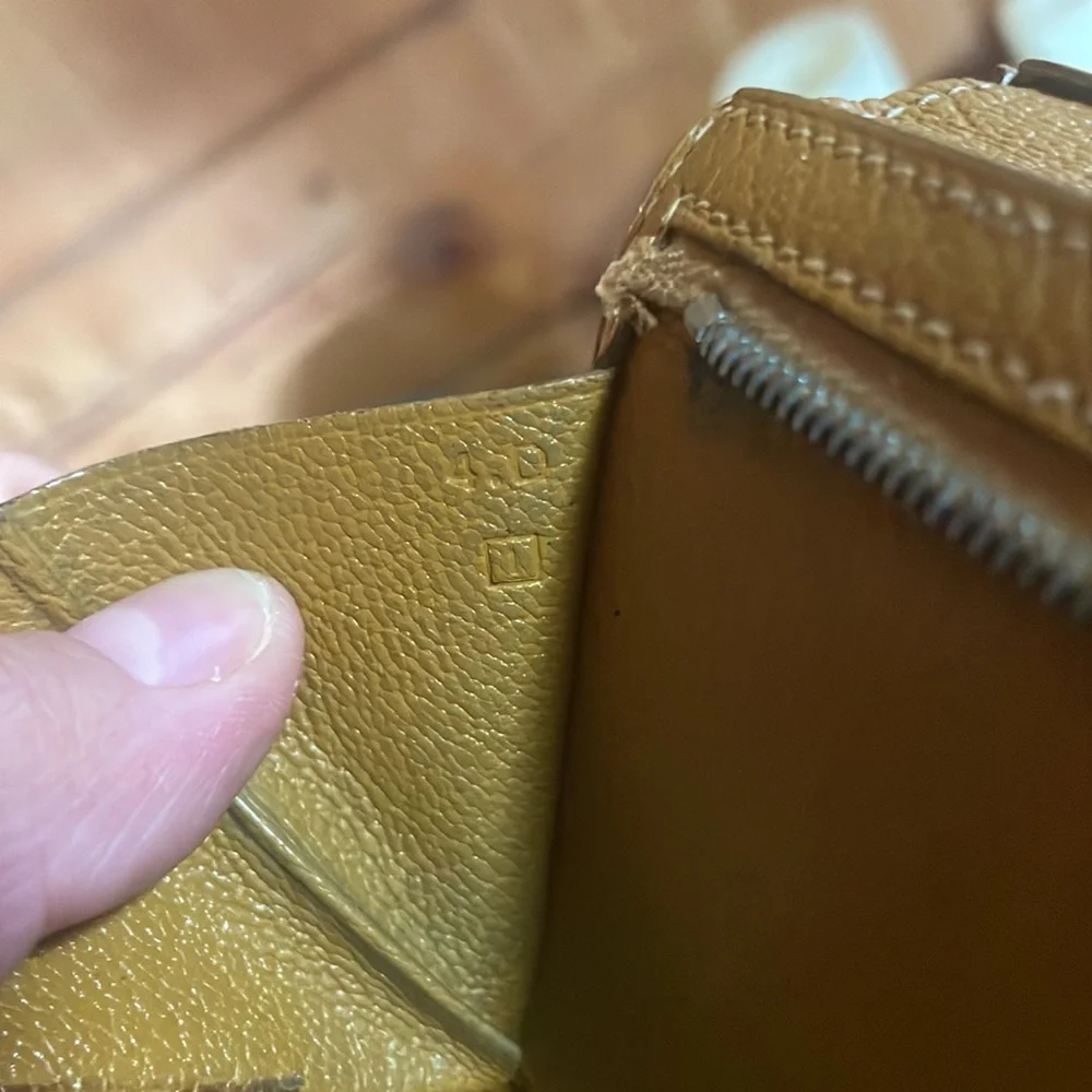 Hermes Bearn vintage brown wallet with a Gold Chain
